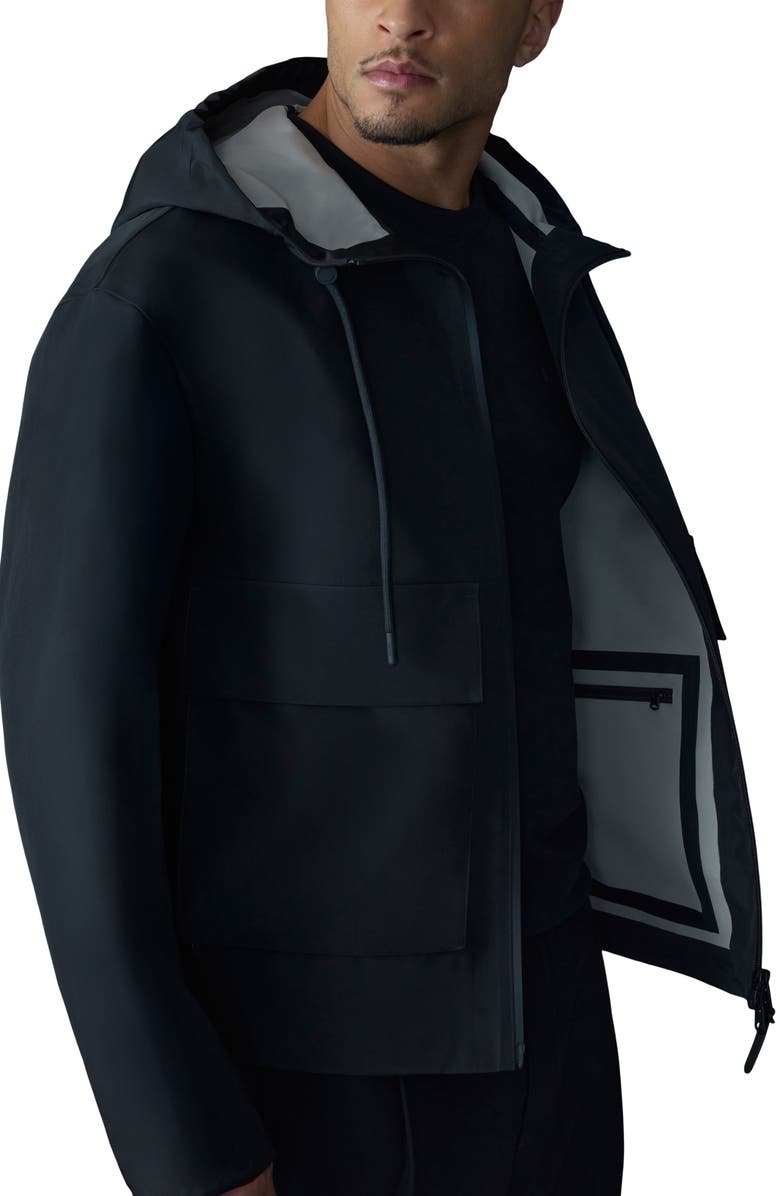 Mackage Eric Hooded Raincoat, Alternate, color, Black-Trench