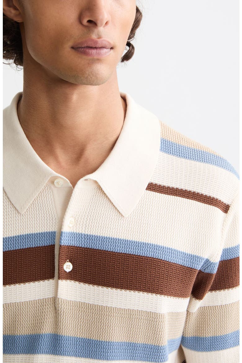 Stripe Textured Cotton Knit Polo, Alternate, color, PLAZA TAUPE STRIPE