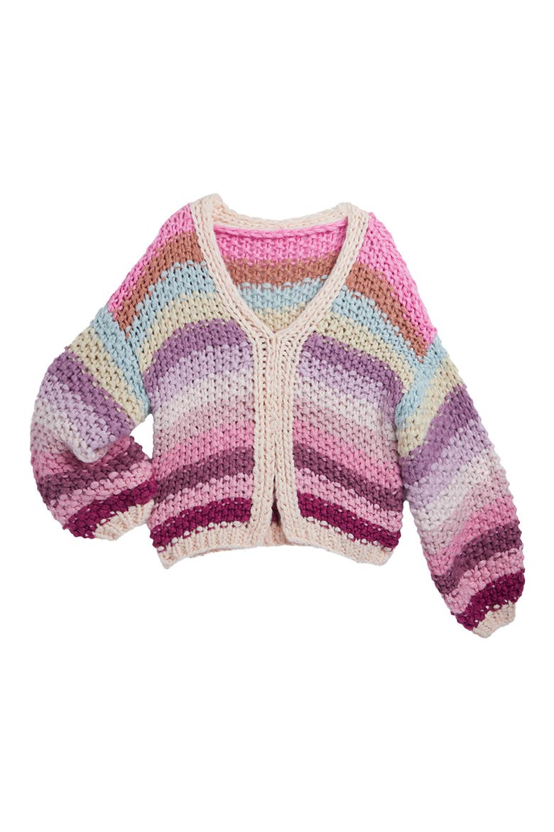 Rainbow Stripe Reversible Sweater, Alternate, color, MULTI PINK