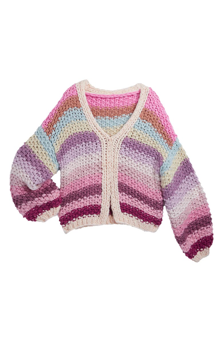 SAACHI Rainbow Stripe Reversible Sweater, Alternate, color, Multi Pink