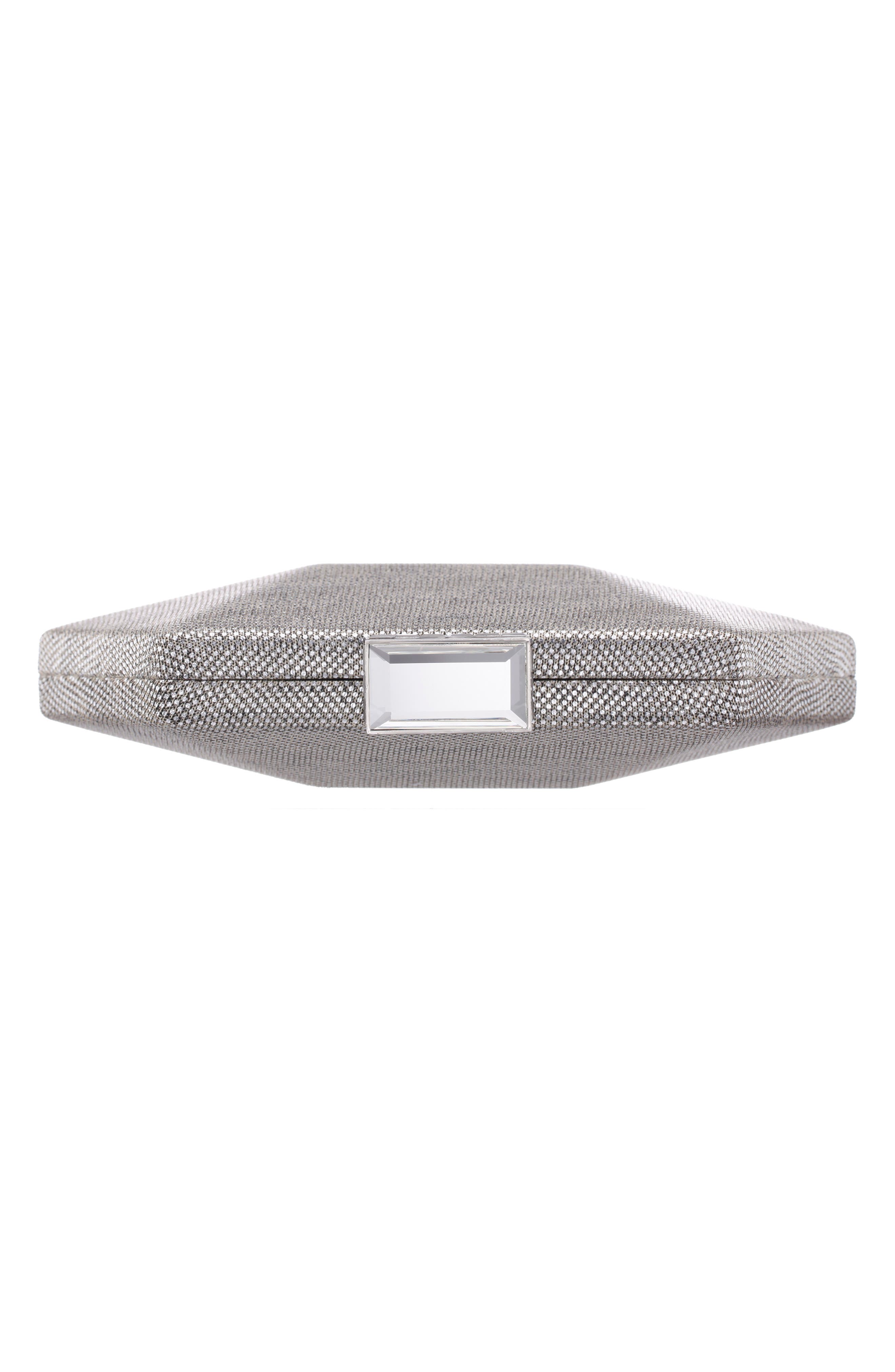 Nina Metallic Hex Minaudiere, Alternate, color, Dark Silver