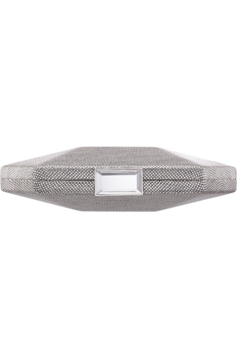 Nina Metallic Hex Minaudiere, Alternate, color, Dark Silver