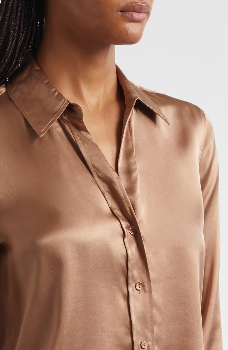L'AGENCE Dani Silk Charmeuse Blouse, Alternate, color, Cinnamon Swirl