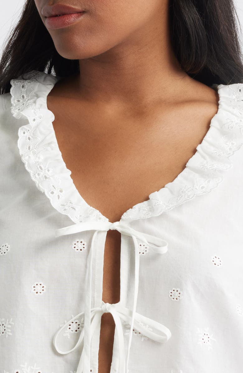 WAYF x Styled by COCO! Camilla Cotton Eyelet Crop Top, Alternate, color, Ivory