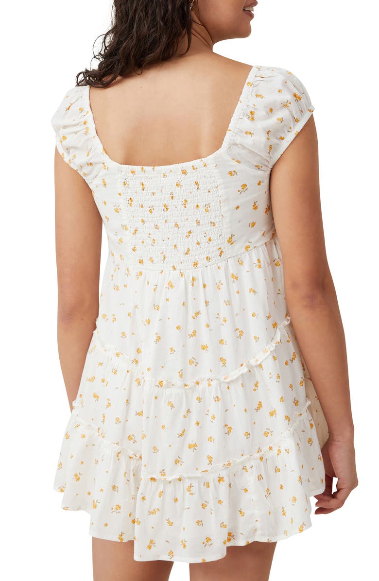 Cotton On Ivy Corset Cotton Minidress, Alternate, color, Esme Ditsy Coconut