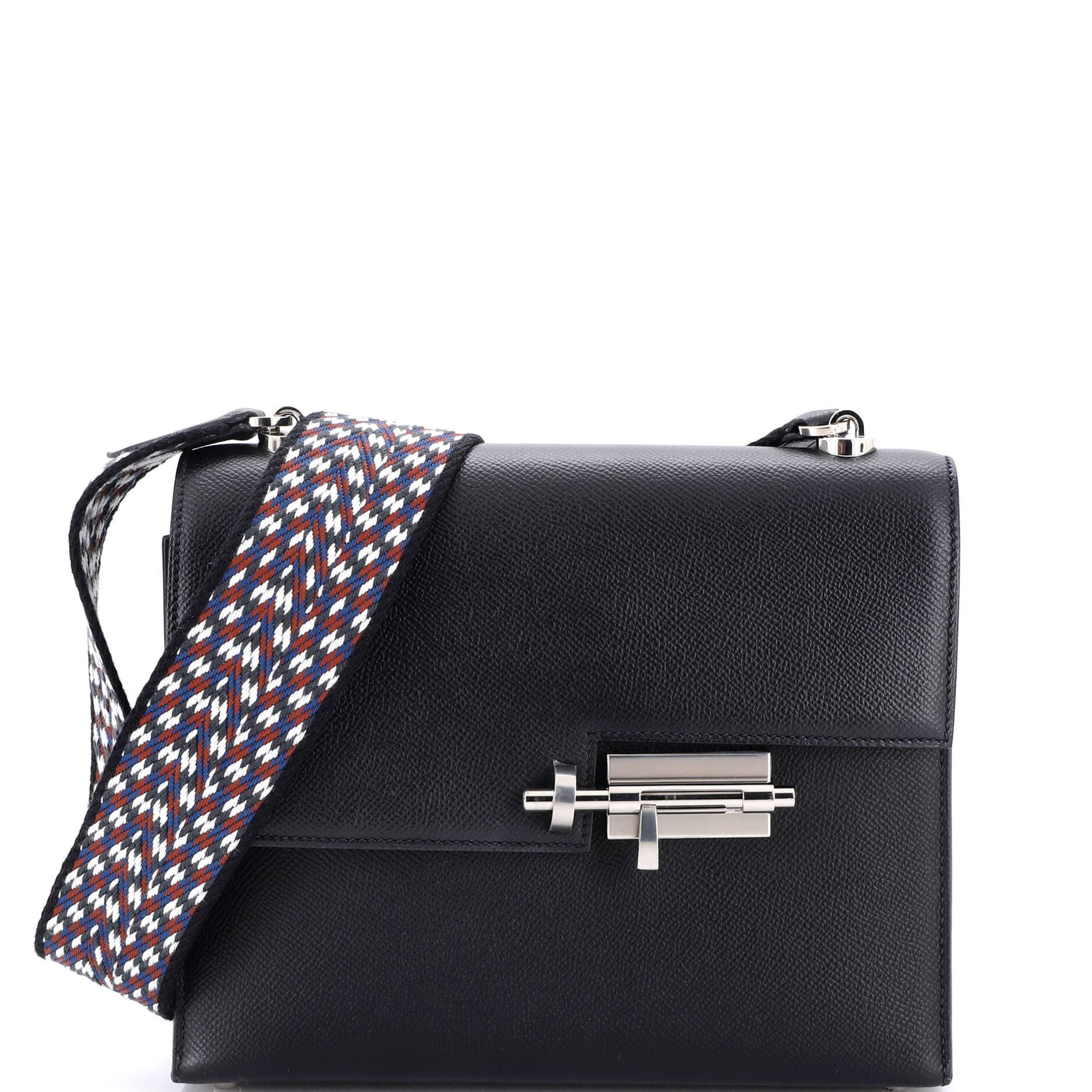 Pre-Owned Hermes Verrou Bag Epsom and Canvas 23, Main, color, Noir