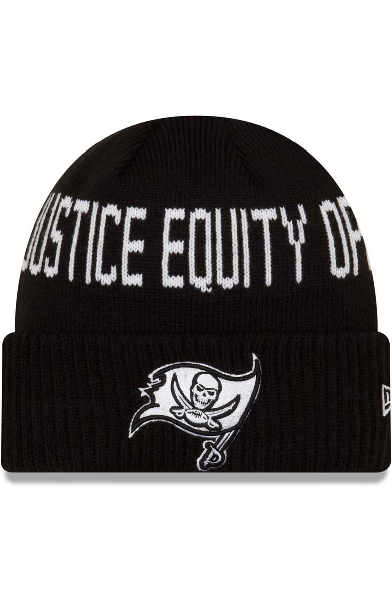 New Era Men's New Era Black Tampa Bay Buccaneers Team Social Justice Cuffed Knit Hat, Main, color, 