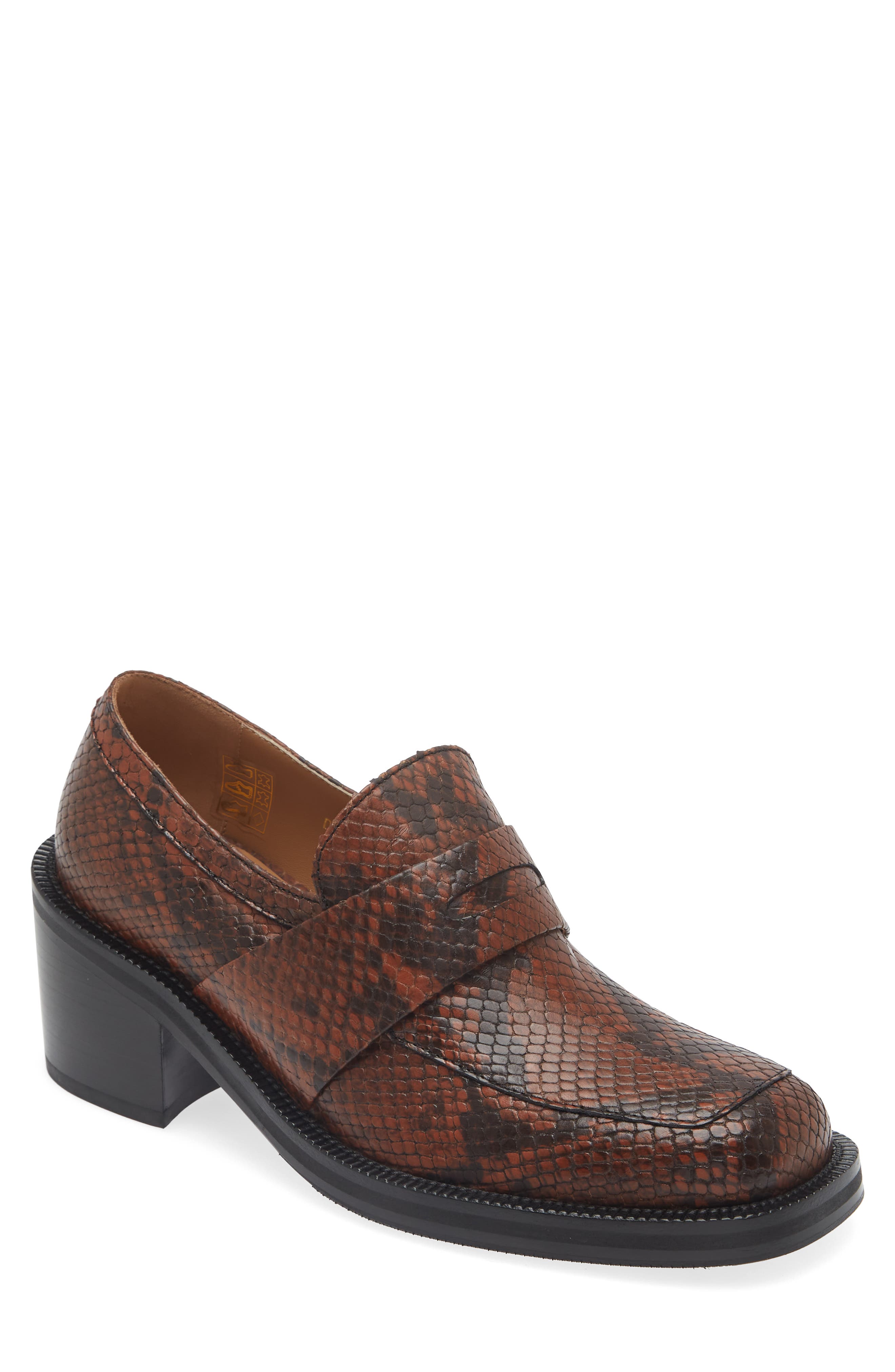 Dries Van Noten Snakeskin Embossed Penny Loafer, Main, color, 