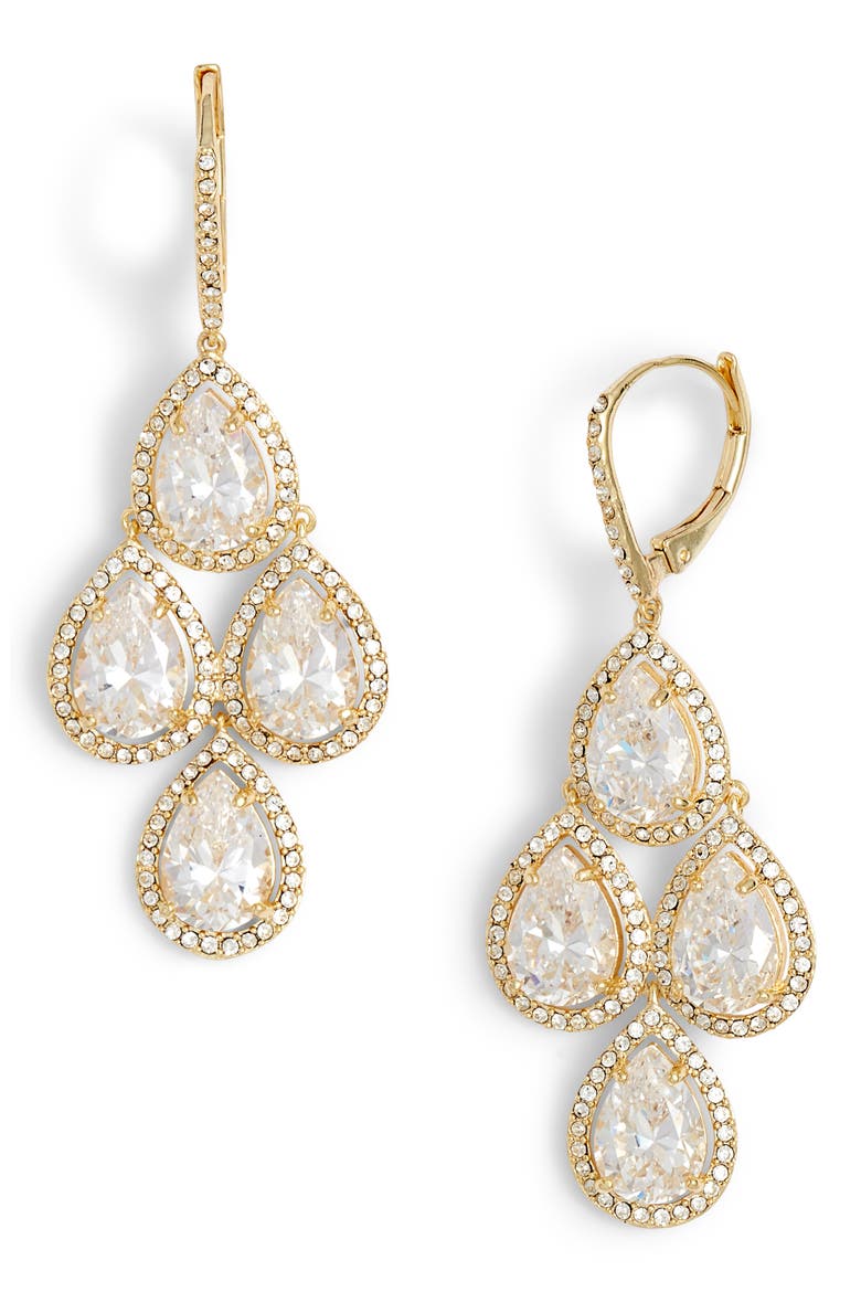 Crystal Chandelier Earrings, Main, color, CLEAR- GOLD