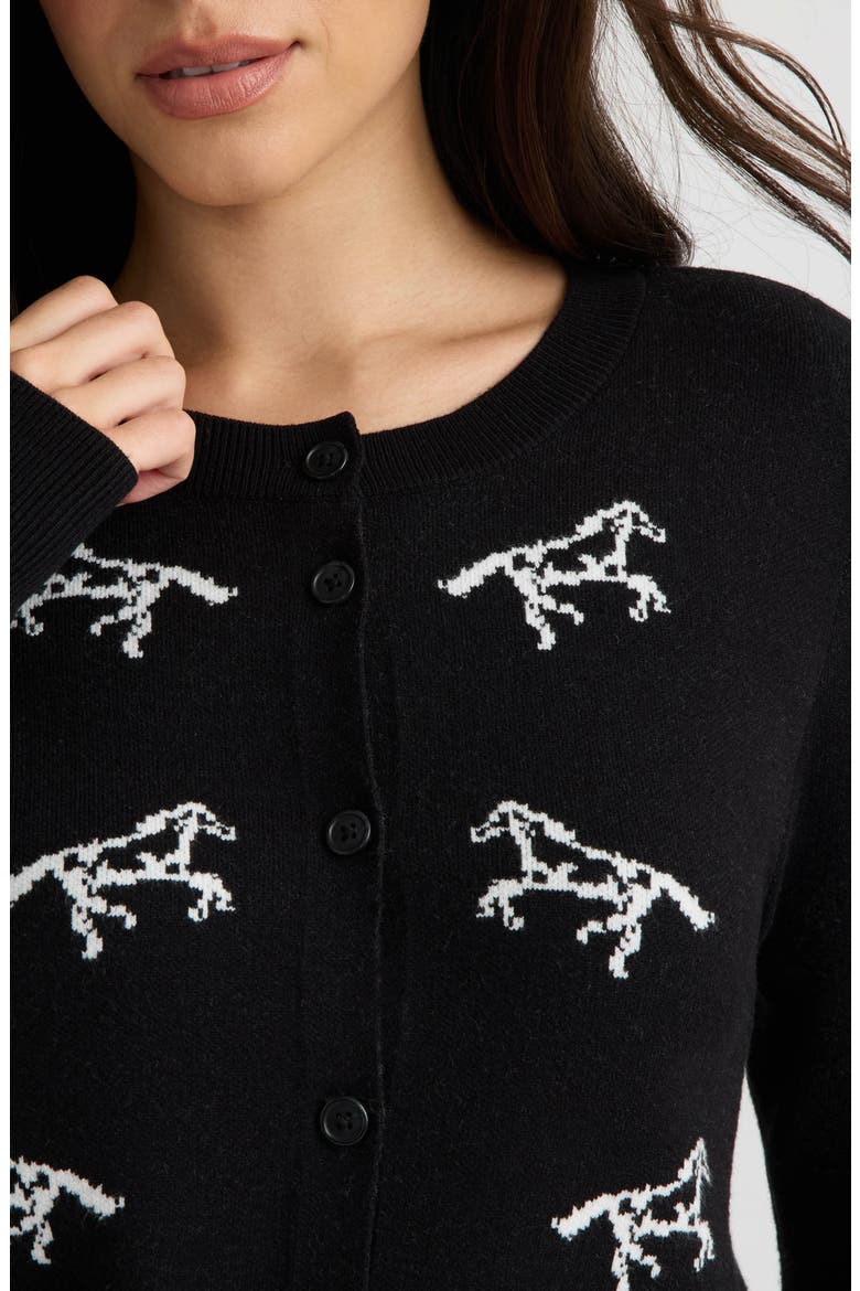 Horse Cardigan, Alternate, color, BLACK