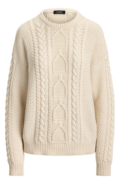 Ralph Lauren Lauren  Rexden Cable Stitch Sweater In Brown