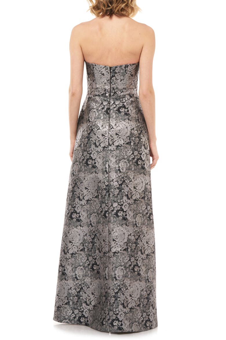Paloma Strapless Jacquard Gown, Alternate, color, SILVER MULTI