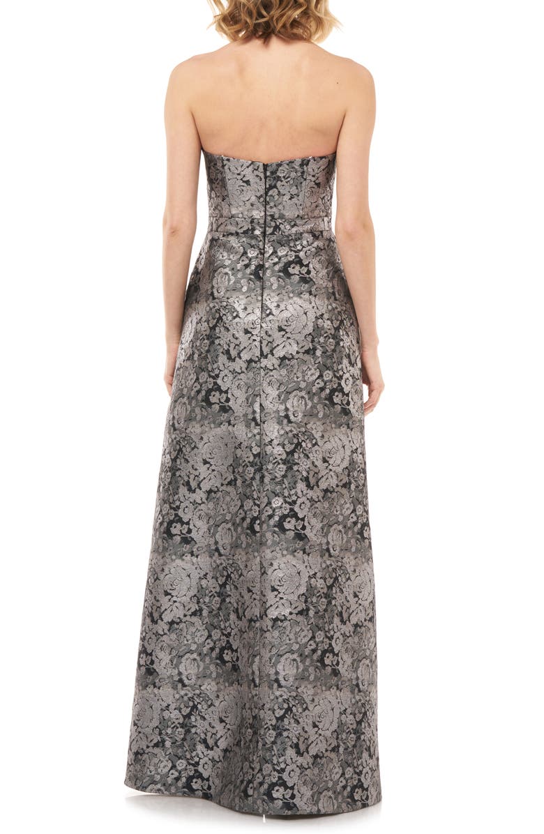 Kay Unger Paloma Strapless Jacquard Gown, Alternate, color, 