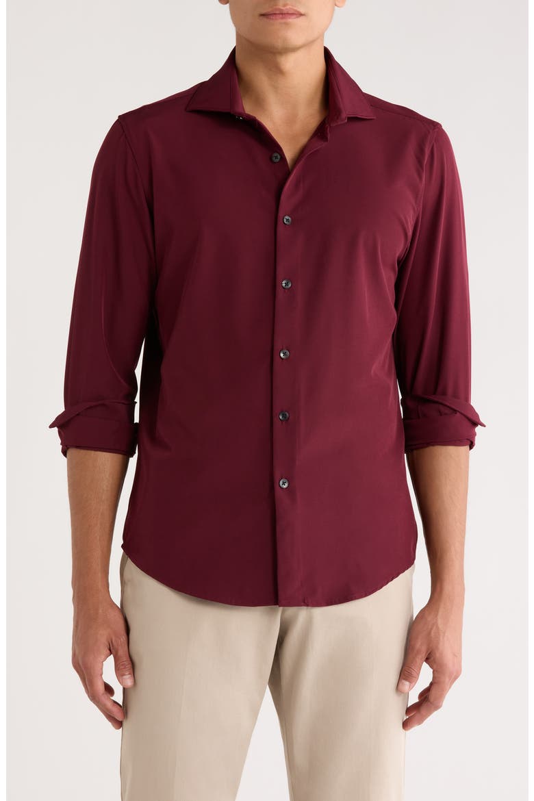 Tech Dress Shirt, Main, color, MERLOT