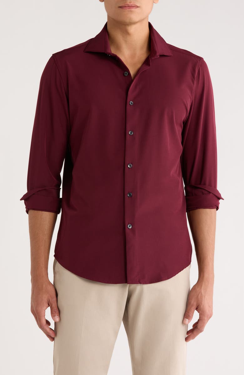 DENIM AND FLOWER Tech Dress Shirt, Main, color, Merlot
