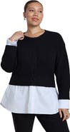 ELOQUII Cinched Zip Front Peplum Sweatshirt (plus)