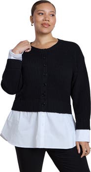 ELOQUII Cinched Zip Front Peplum Sweatshirt (plus)