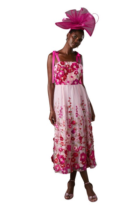 Embroidered Mesh Midi Dress