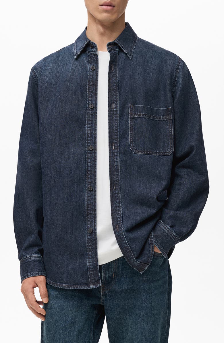 MANGO Denim Overshirt, Main, color, Open Blue