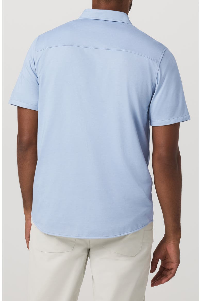Oxford Knit Short Sleeve Button-Up Shirt, Alternate, color, BLUE DUSK