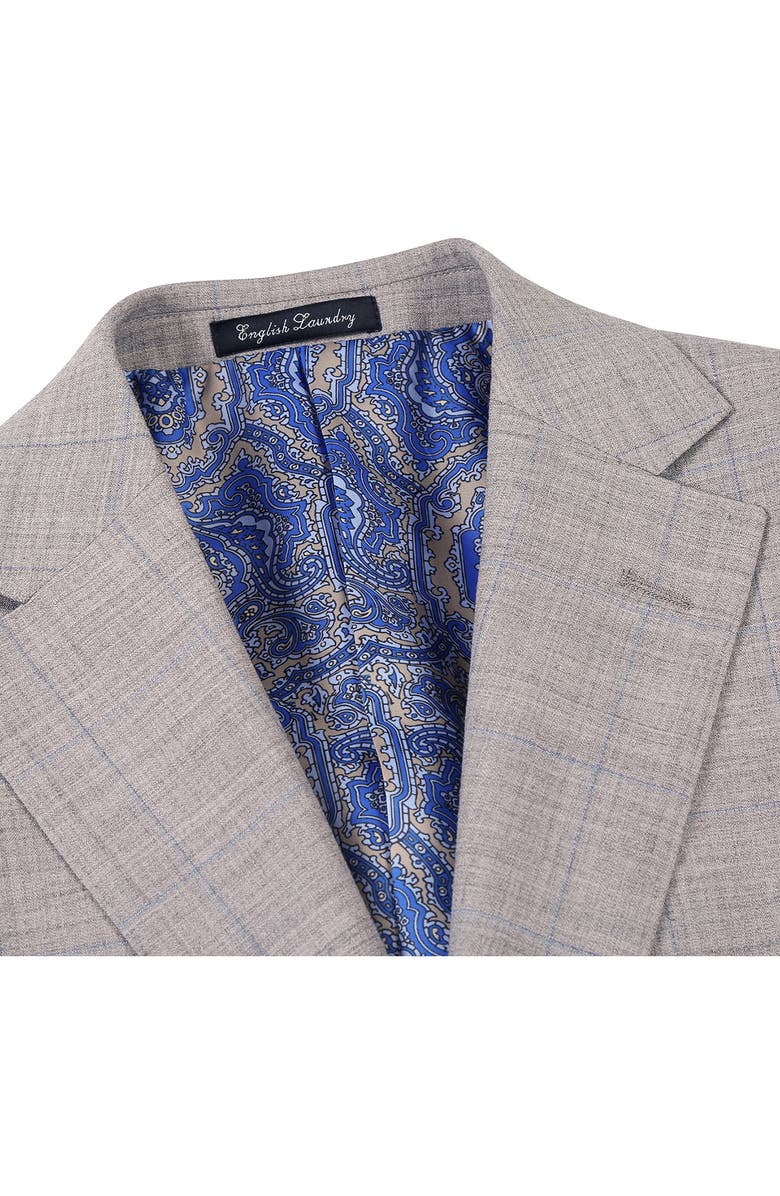 English Laundry Plaid Grey Wool Blend Suit, Alternate, color, Light Grey