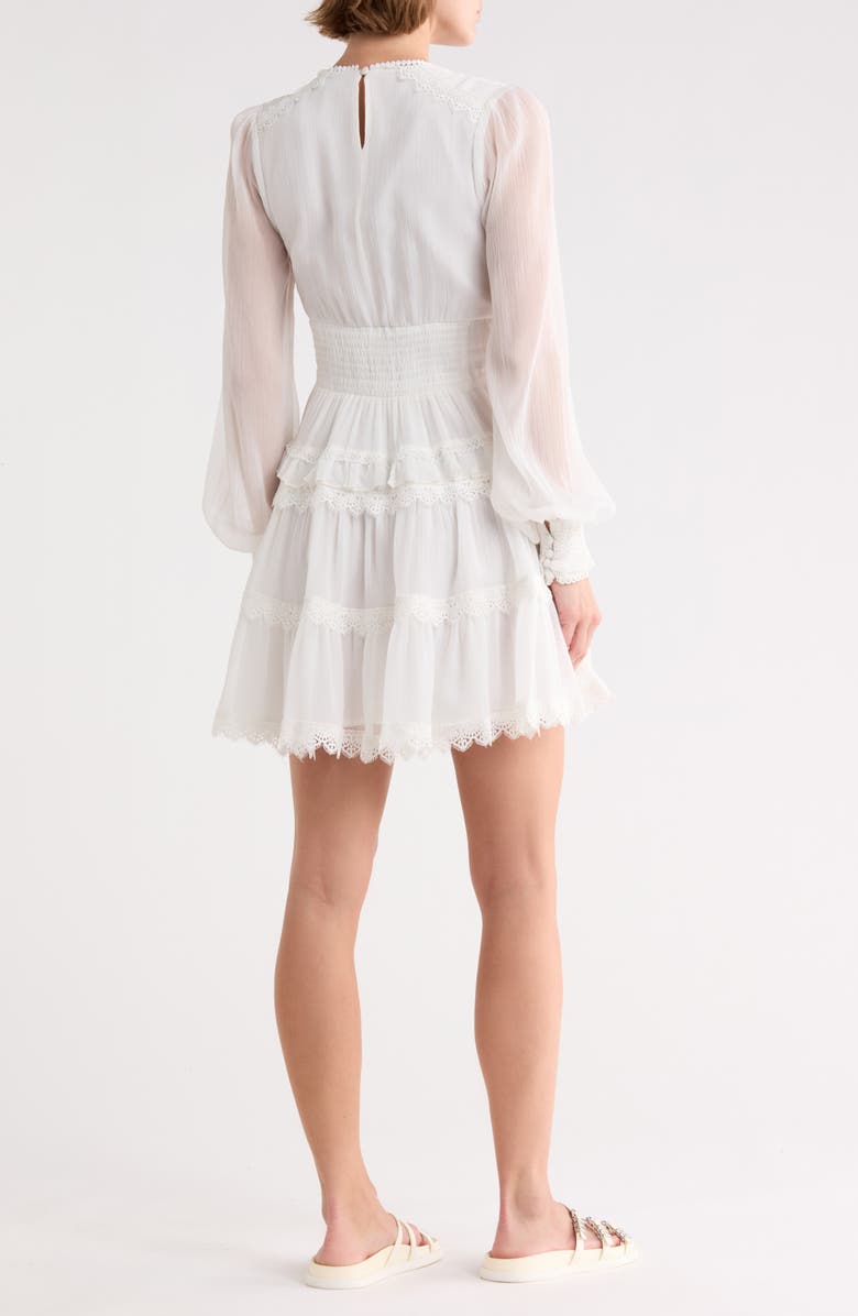 AllSaints Zaphia Long Sleeve Babydoll Minidress, Alternate, color, White