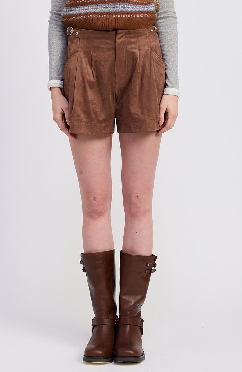 JACQUIE THE LABEL Cordelia Faux Suede Shorts, Main, color, Mocha