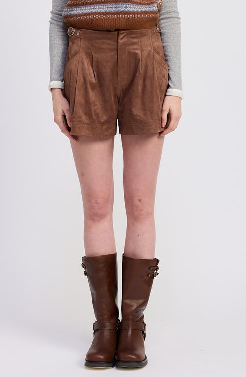 Jacquie The Label Cordelia Faux Suede Shorts In Brown