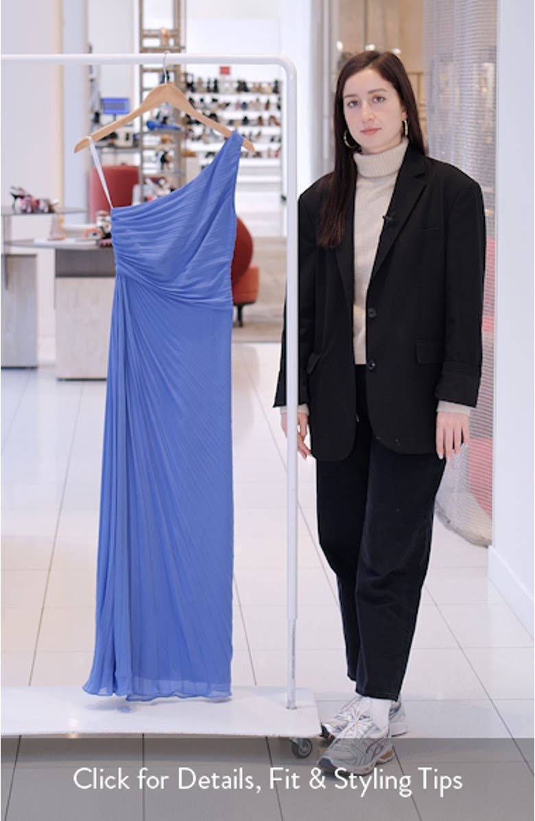 Mirabelle One-Shoulder Pleated Gown, sales video thumbnail