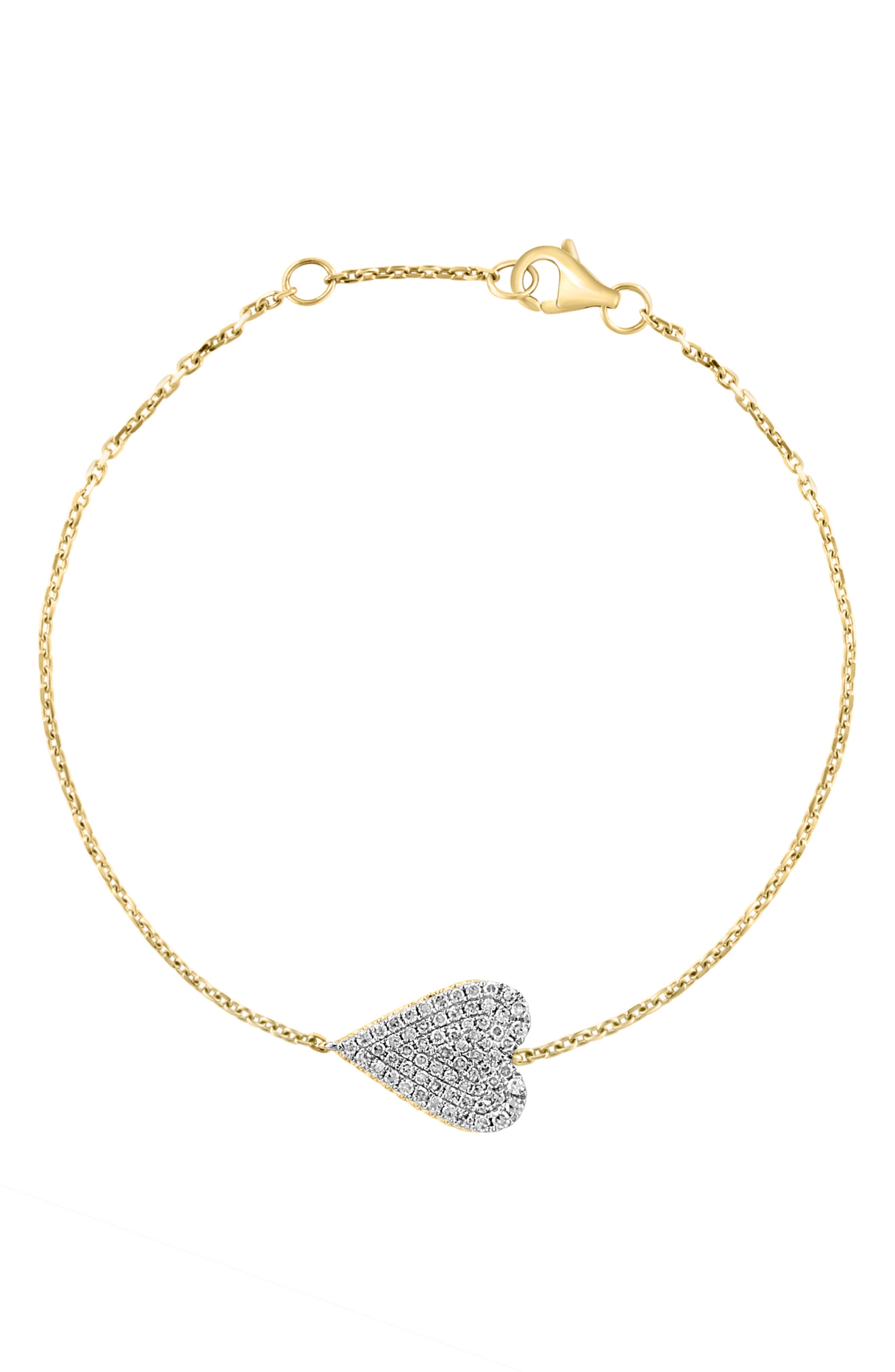EFFY 14K Yellow Gold & Diamond Heart Station Bracelet - 0.33 ctw