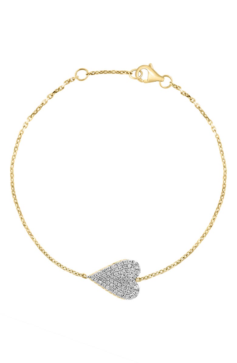 EFFY 14K Yellow Gold & Diamond Heart Station Bracelet - 0.33 ctw, Main, color, Yellow Gold