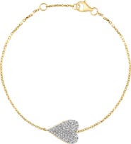 EFFY 14K Yellow Gold & Diamond Heart Station Bracelet - 0.33 ctw