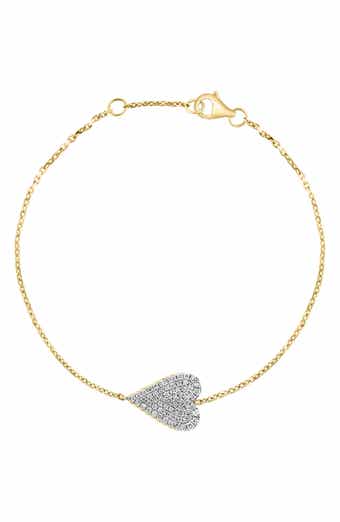 EFFY 14K Yellow Gold & Diamond Heart Station Bracelet - 0.33 ctw