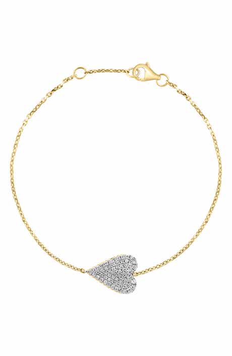 EFFY 14K Yellow Gold & Diamond Heart Station Bracelet - 0.33 ctw
