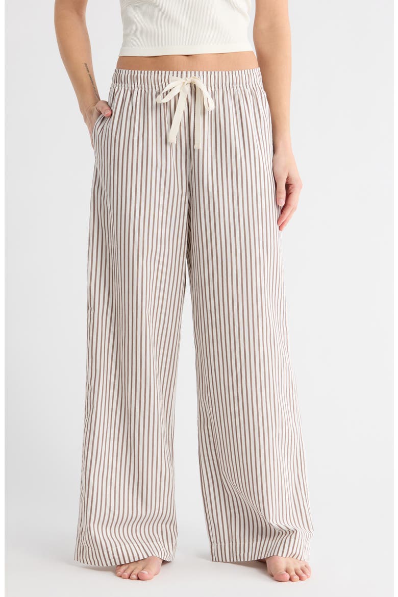 Cotton Poplin Pajama Pants, Main, color, IVORY- BROWN OLIVIA STRIPE