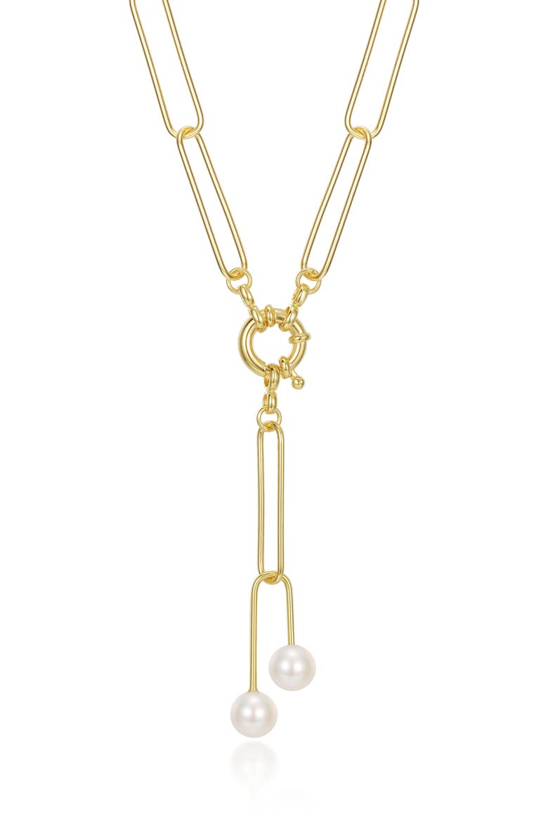 Lafonn 6-7mm Cultured Freshwater Pearl Paperclip Chain Y-Drop Necklace, Main, color, 