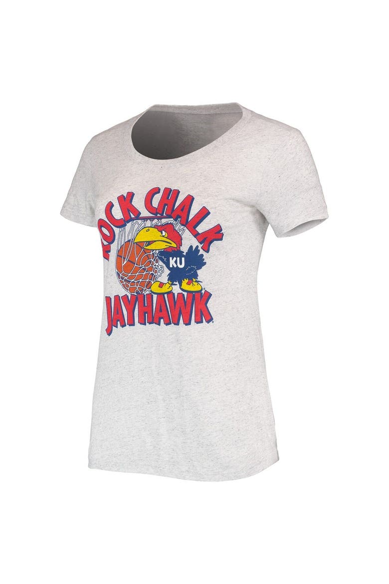Women's Homefield Ash Kansas Jayhawks Vintage Rock Chalk Tri-Blend T-Shirt, Alternate, color, Ash