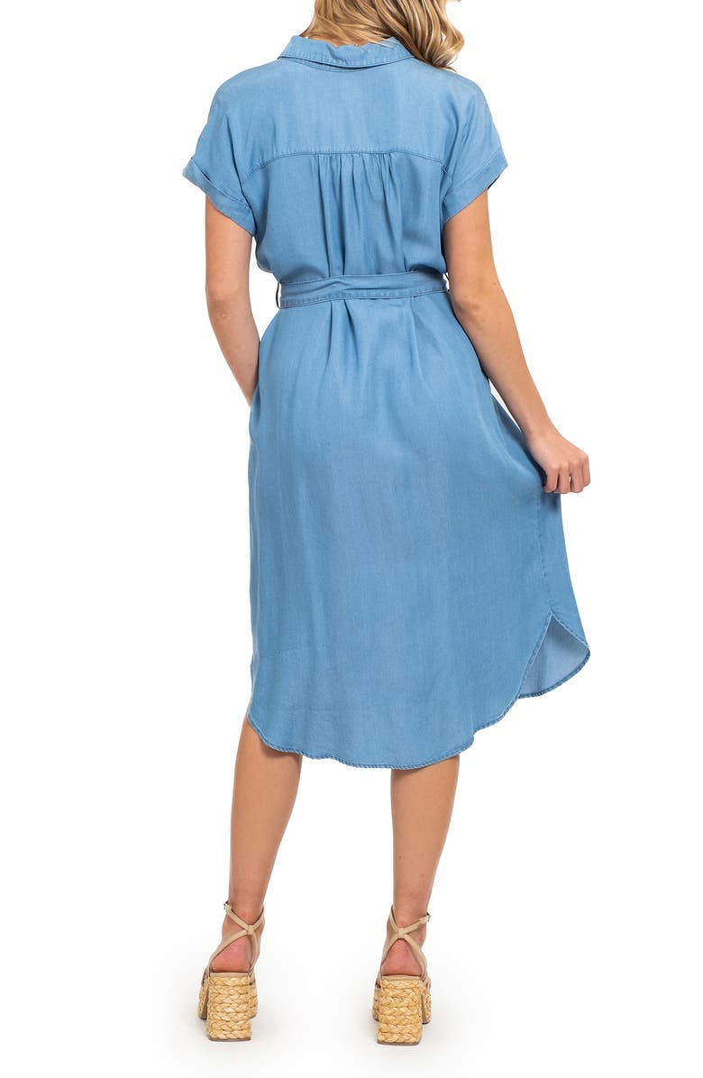 AUGUST SKY Short Sleeve Shirtdress, Alternate, color, Chambray