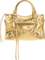 Balenciaga Mini Le City Metallic Lambskin Leather Handbag