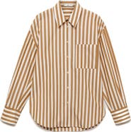 MANGO Oversize Stripe Button-Up Shirt