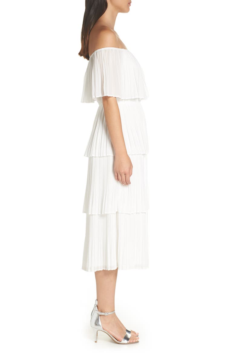 Gala Ready Off the Shoulder Dress, Alternate, color, WHITE