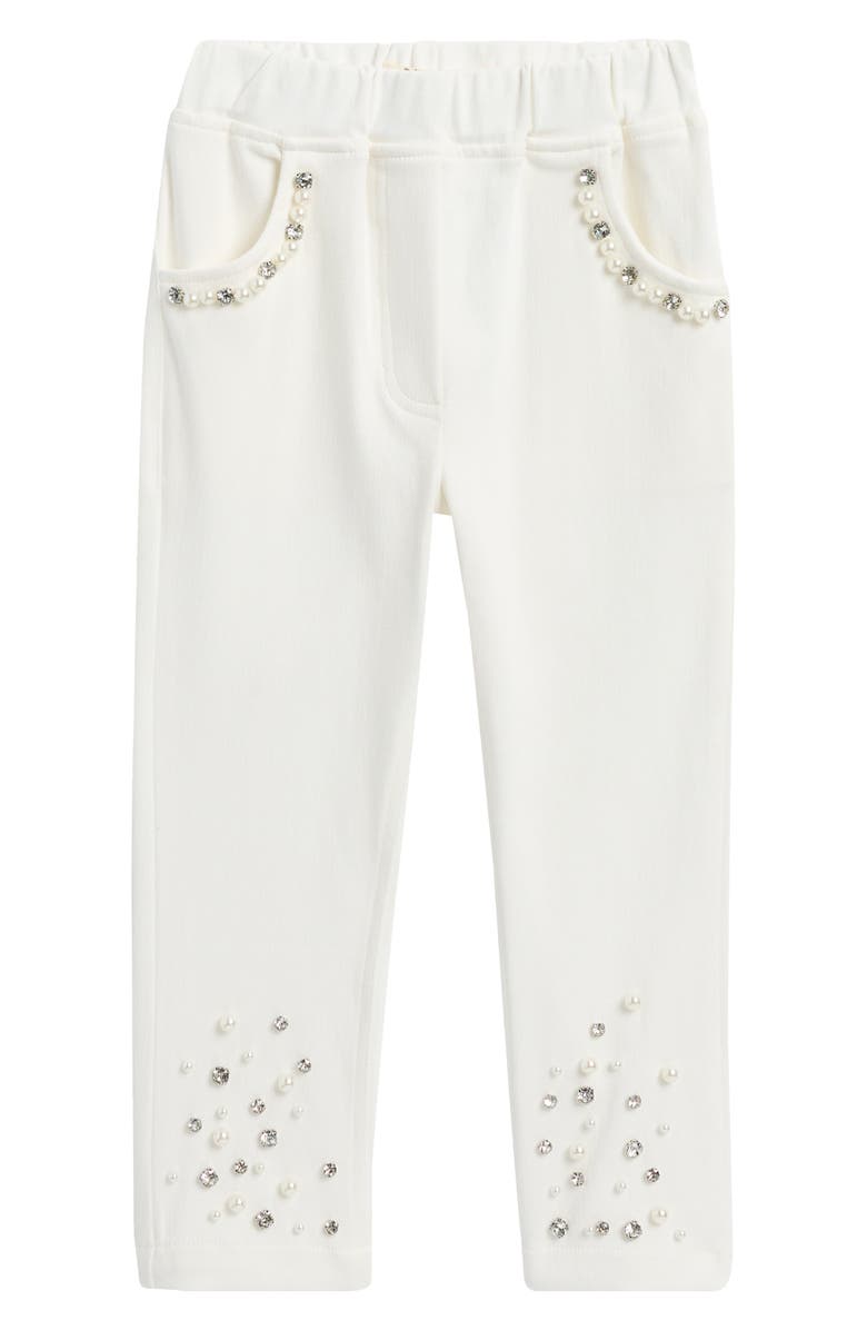 Doe A Dear Kids' Embellished Stretch Twill Pants, Main, color, White