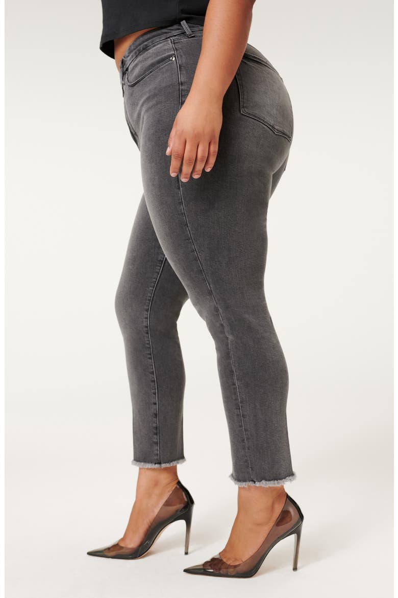 Good Classic Raw Hem Slim Jeans, Alternate, color, BLACK170