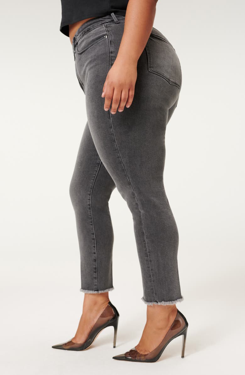 Good American Good Classic Raw Hem Slim Jeans, Alternate, color, 