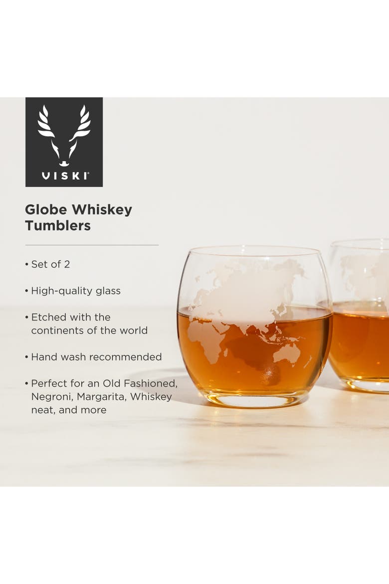 Globe Whiskey Tumblers Set of 2, Alternate, color, Clear