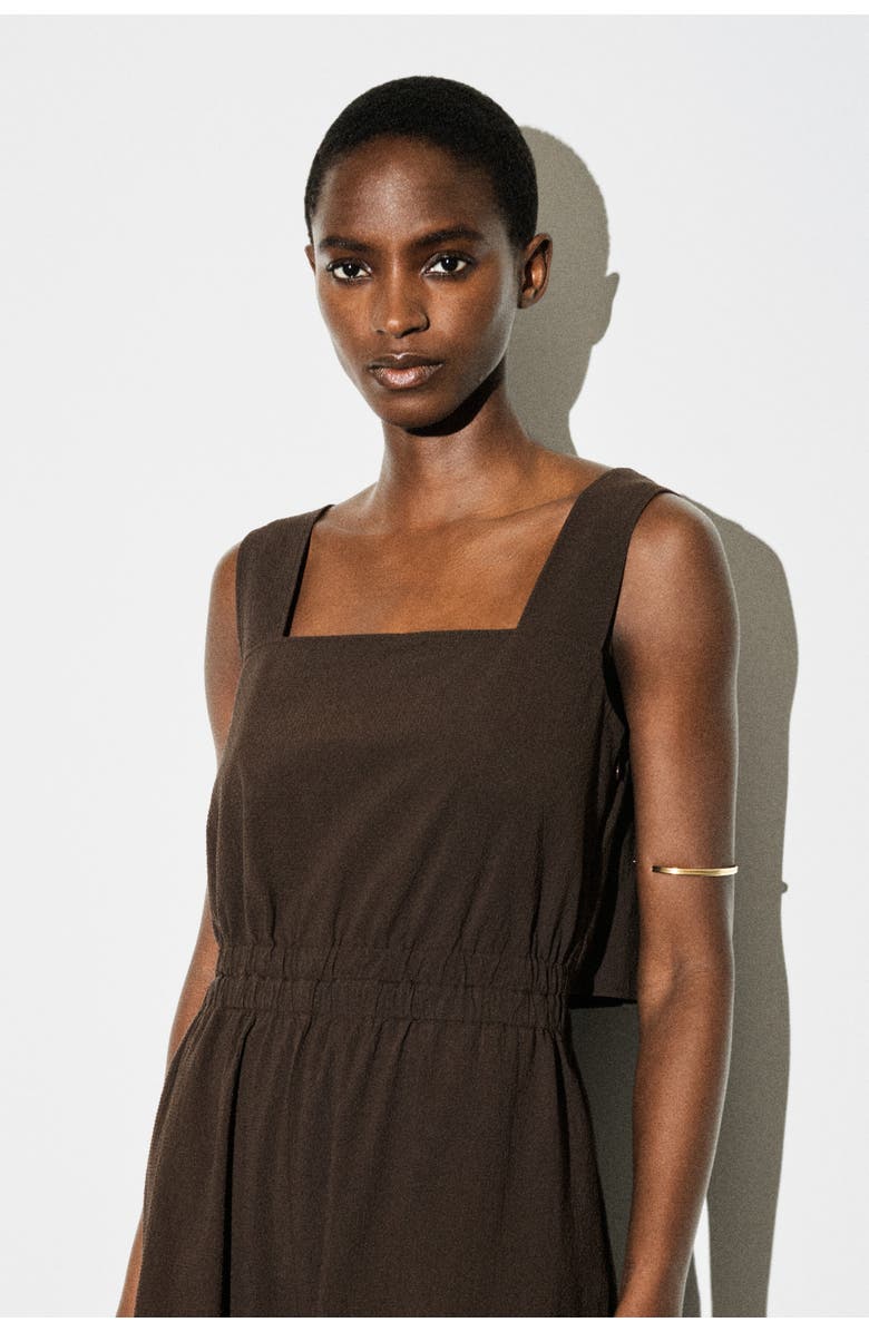 COS Open-back Seersucker Wide-leg Jumpsuit, Alternate, color, Brown