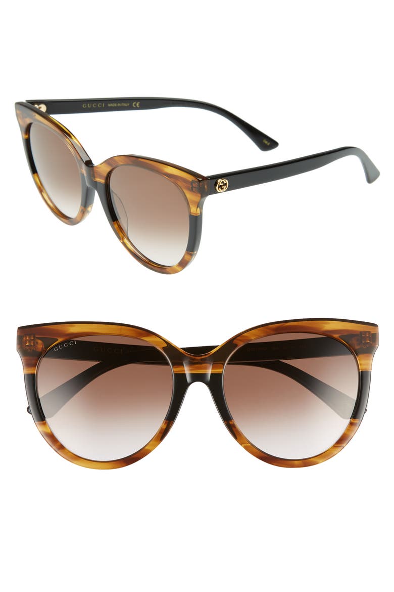 55mm Round Sunglasses, Main, color, SHINY HAVANA/ BLACK/ HAVANA