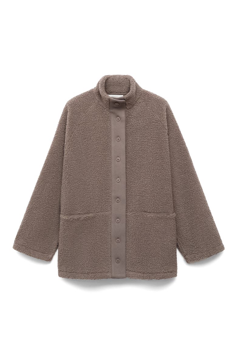 Textured Fleece Cardigan, Alternate, color, BROWN