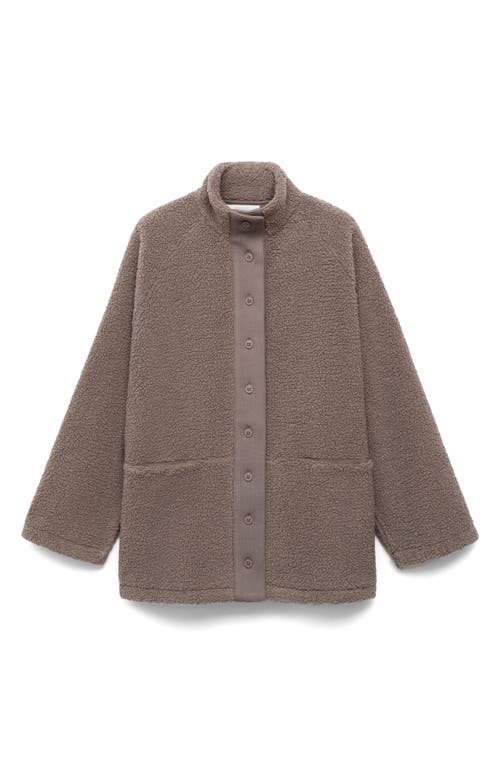 Mango Textured Fleece Cardigan In Brown