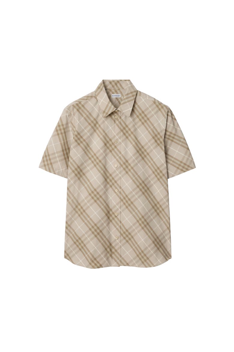 Relaxed Fit Check Cotton Shirt, Alternate, color, Stone grey